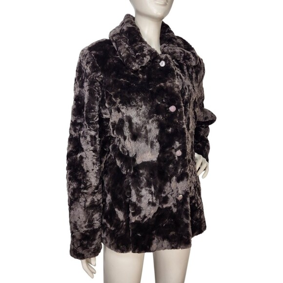 Vintage 90s Y2K Coldwater Creek Faux Fur Teddy Bear Mob Wife Coat Size Small NEW - Picture 2 of 12